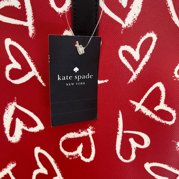 KATE SPADE NEW YORK MARGARETA LIPSTICK HEARTS TOTE HANDBAG LARGE - Picture 9 of 11